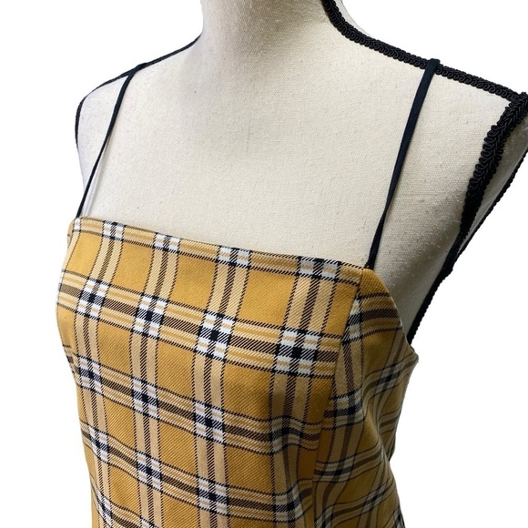 Urban Outfitters Mini Dress Sz Large Plaid Yellow Clueless 90s - Picture 2 of 9